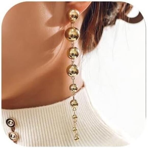 ✨ Pearl Drop Earrings & Studs (2-in-1) | 14K Chain Tassel - Picture 1 of 4